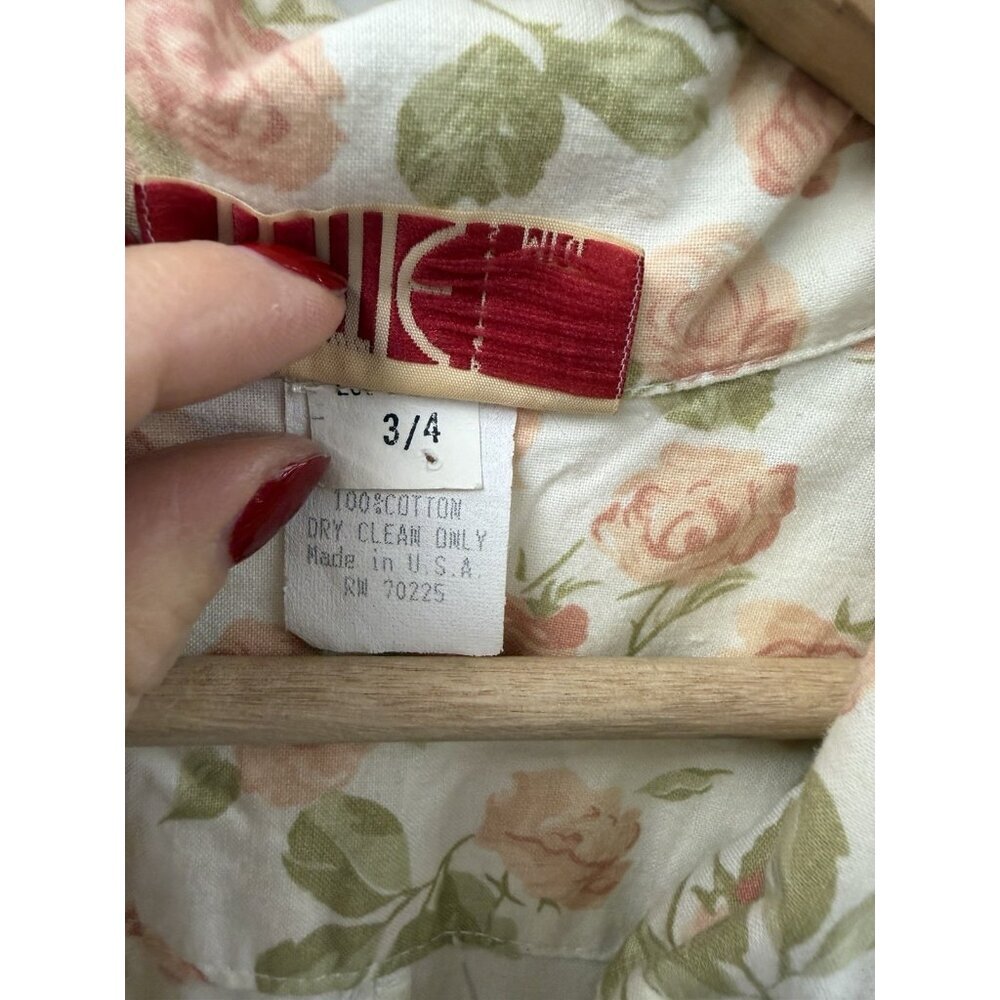 Katie vintage 1960s shirtwaist day dress pink green floral print Cotton USA Made - Picture 8 of 16